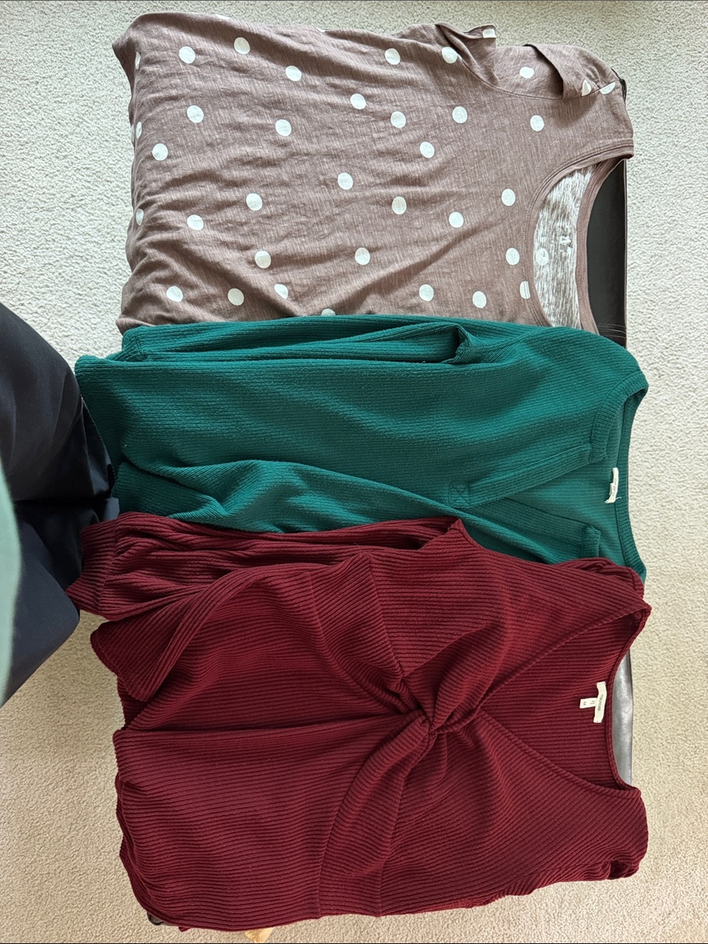 Maurices Twist-Front Ribbed Long Sleeve Top - Burgundy/Long sleeve green v neck